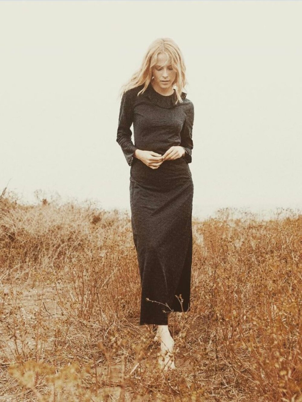 DOEN Didion Dress Textured Silk Cotton Ruffle Maxi XS Deep Ink Navy with a slip